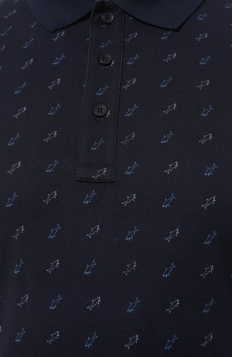 Мужское хлопковое поло PAUL&SHARK темно-синего цвета, арт. 24411337/3XL-6XL | Фото 5 (Рукава: Короткие; Материал внешний: Хлопок; Длина (для топов): Удлиненные; Стили: Кэжуэл; Застежка: Пуговицы; Принт: С принтом; Мужское Кросс-КТ: Футболка-одежда; Детали: Без декора; Автоматизация ТО: Проставлено; Автоматизация состава: Проставлено)