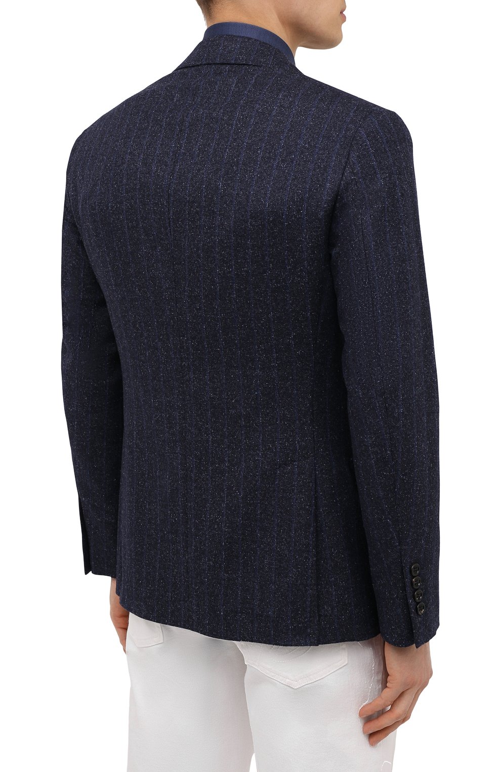 Пиджак из шерсти и шелка BRUNELLO CUCINELLI синего цвета по цене 394000 руб., арт. MQ4307BFD, фото 4 Пиджак из шерсти и шелка BRUNELLO CUCINELLI, арт. MQ4307BFD, фото 4