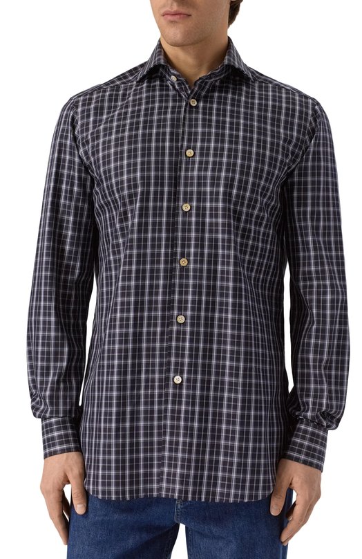 Хлопковая рубашка Kiton UCCP2H0948136 Чёрный  UCCP2H0948136 Фото 3