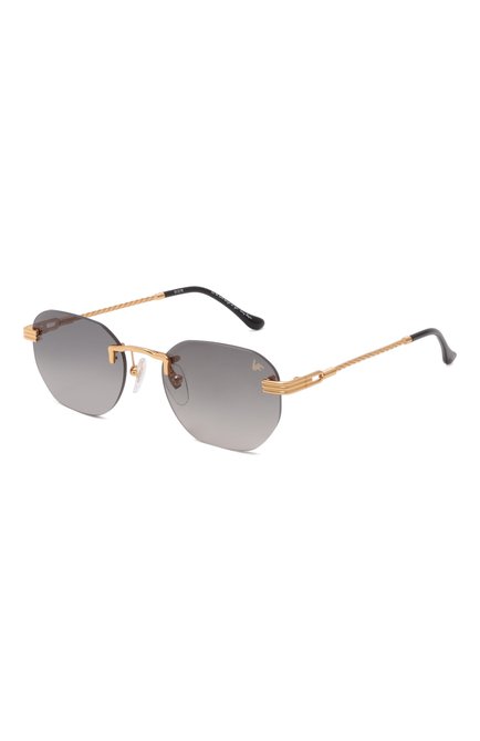 Женские солнцезащитные очки VINTAGE FRAMES серого цвета, арт. DETR0IT PLAYER 24KT G0LD/BLACK | Фото 1 (Нос: Не проставлено; Материал: Металл; Тип очков: С/з; Региональные ограничения белый список (Axapta Mercury): Не проставлено)