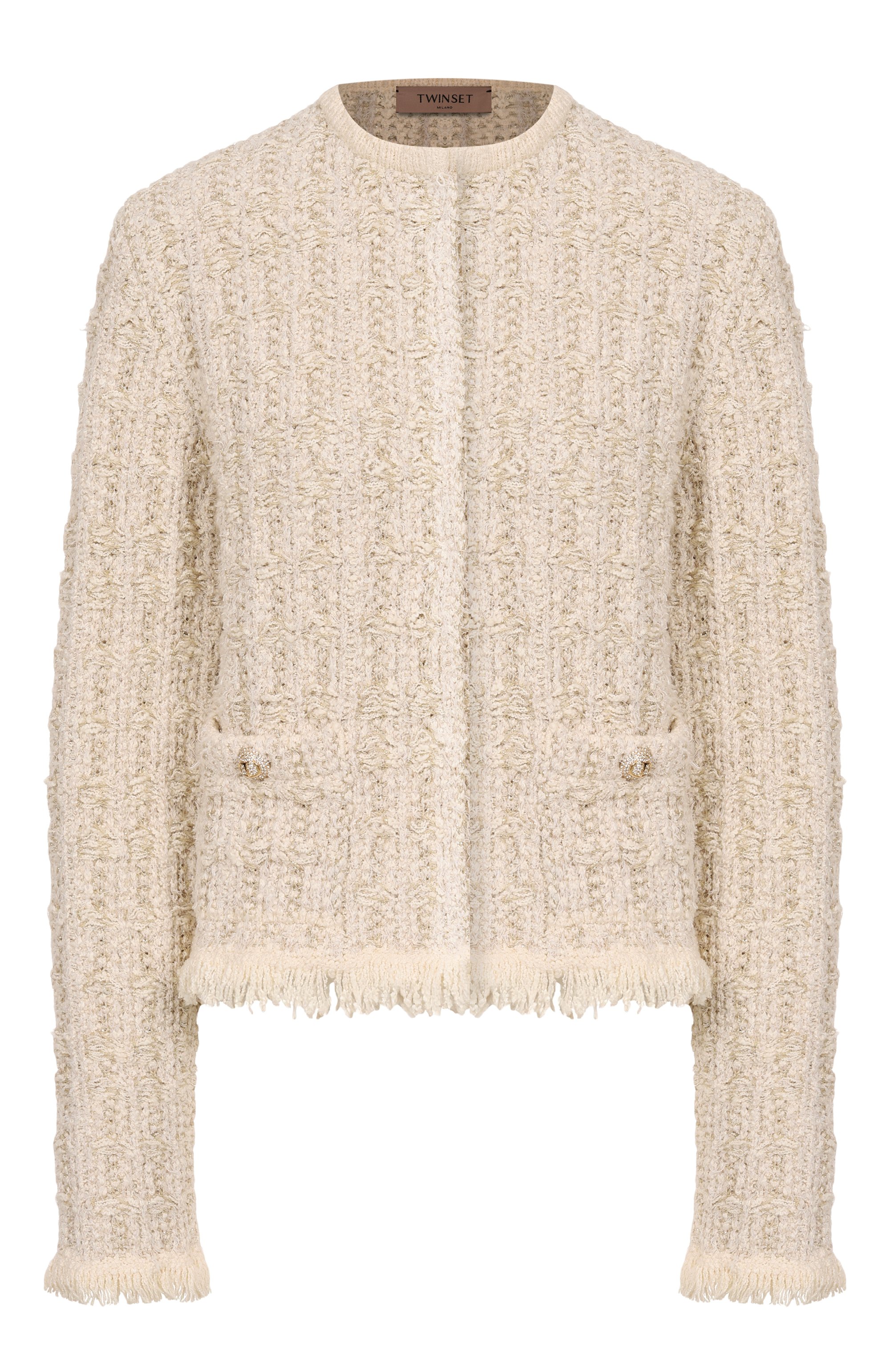 Жакет из хлопка и вискозы TWINSET бежевого цвета по цене 42050 руб., арт. 251TP3571, фото 1 Жакет из хлопка и вискозы TWINSET, арт. 251TP3571, фото 1