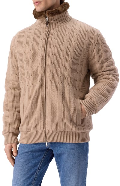 Кашемировый бомбер с подкладкой из бобра KANGRA бежевого цвета по цене 522500 руб., арт. 9151/09 02, фото 3 Кашемировый бомбер с подкладкой из бобра KANGRA, арт. 9151/09 02, фото 3