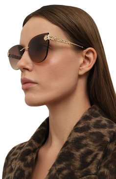 Женские солнцезащитные очки CHOPARD коричневого цвета, арт. L05S 300K | Фото 2 (Нос: Не проставлено; Региональные ограничения белый список (Axapta Mercury): Не проставлено; Тип очков: С/з; Материал: Металл; Оптика Гендер: оптика-женское; Очки форма: Cat-eye)