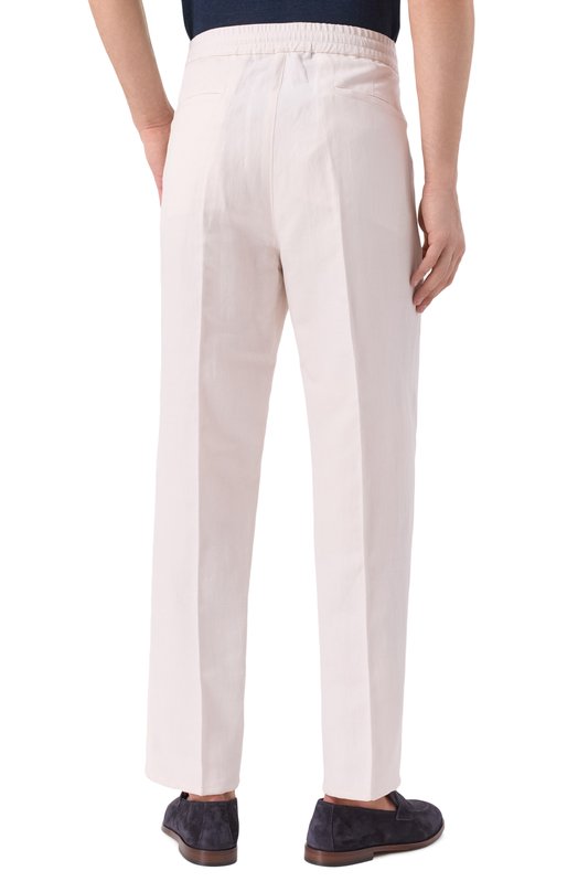 Брюки изо льна и хлопка Brunello Cucinelli MH255E1710 Кремовый  MH255E1710 Фото 4
