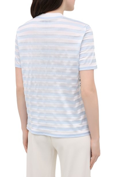 Футболка из хлопка вискозы GIORGIO ARMANI голубого цвета по цене 53650 руб., арт. 3KAM54/AJCIZ, фото 4 Футболка из хлопка вискозы GIORGIO ARMANI, арт. 3KAM54/AJCIZ, фото 4