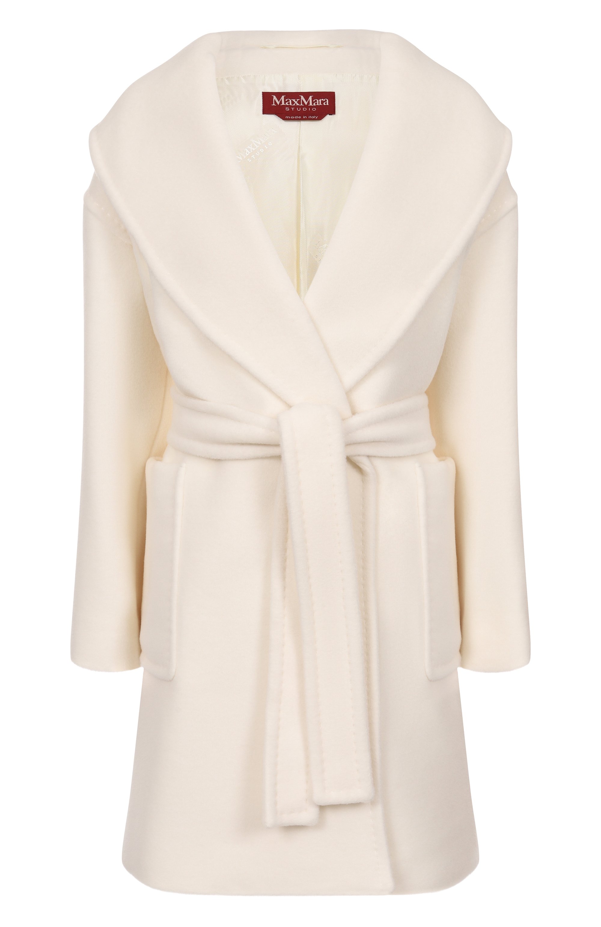 Шерстяное пальто MAX MARA STUDIO белого цвета по цене 199500 руб., арт. CL0RUR0, фото 1 Шерстяное пальто MAX MARA STUDIO, арт. CL0RUR0, фото 1