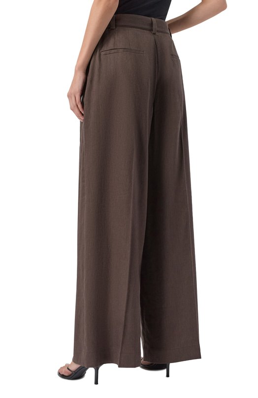 Брюки изо льна и вискозы Helmut Lang P05HW201 Коричневый  P05HW201 Фото 4