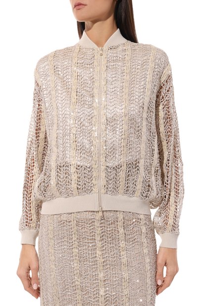 Бомбер BRUNELLO CUCINELLI светло-бежевого цвета по цене 569000 руб., арт. MRSR09006P, фото 3 Бомбер BRUNELLO CUCINELLI, арт. MRSR09006P, фото 3