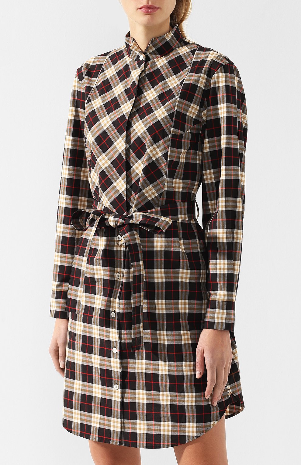 Хлопковое платье-рубашка в клетку BURBERRY, арт. 8008141, фото 3