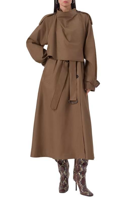 Хлопковый плащ Burberry 8110703 Коричневый  8110703 Фото 3