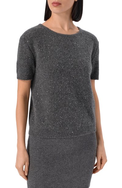 Пуловер из кашемира и хлопка ADDICTED серого цвета по цене 37050 руб., арт. AD2504, фото 3 Пуловер из кашемира и хлопка ADDICTED, арт. AD2504, фото 3