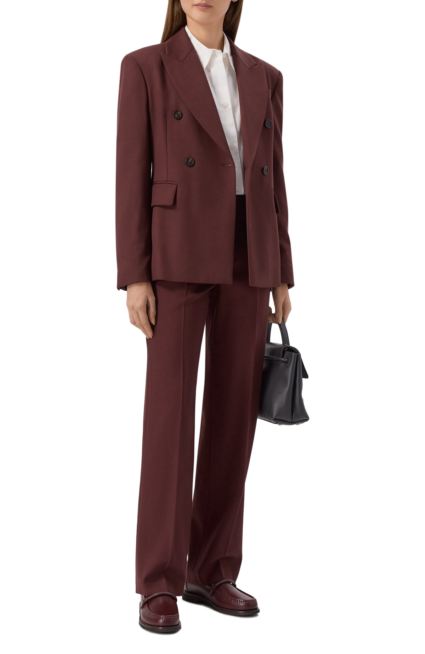 Шерстяные брюки BRUNELLO CUCINELLI бордового цвета по цене 237500 руб., арт. MP553P9325, фото 2 Шерстяные брюки BRUNELLO CUCINELLI, арт. MP553P9325, фото 2