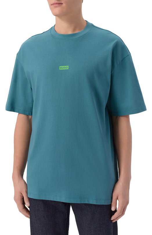 Хлопковая футболка HUGO Blue 50509776 Голубой  50509776 Фото 3