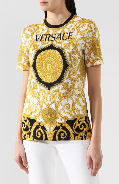 Хлопковая футболка VERSACE разноцветного цвета по цене 53900 руб., арт. A82255/A229176, фото 3 Хлопковая футболка VERSACE, арт. A82255/A229176, фото 3