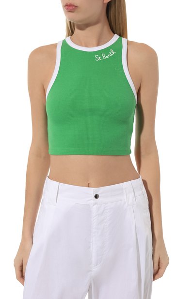 Хлопковый топ MC2 SAINT BARTH зеленого цвета по цене 6155 руб., арт. STBW/BLUE/07295D, фото 3 Хлопковый топ MC2 SAINT BARTH, арт. STBW/BLUE/07295D, фото 3