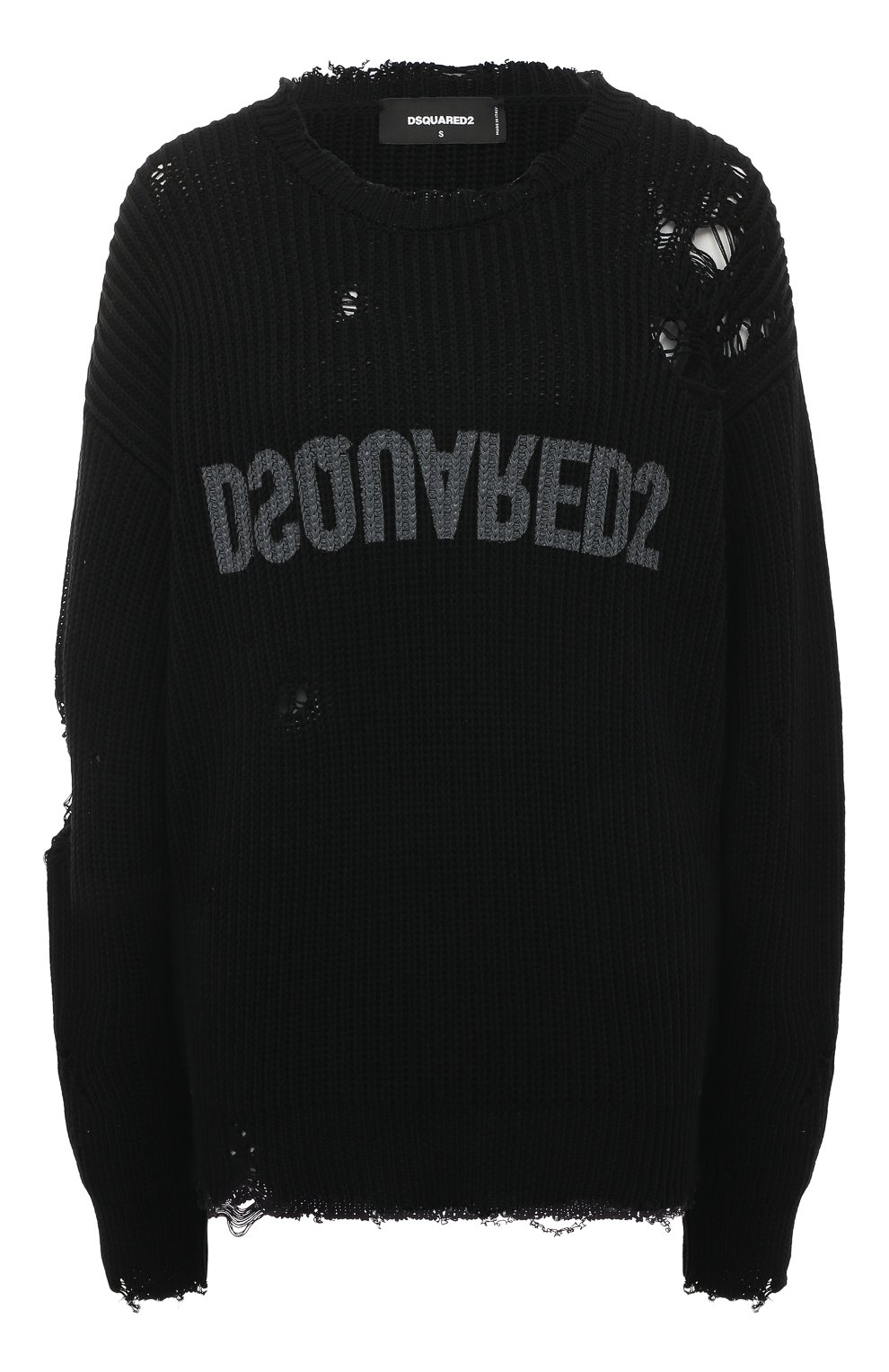 Хлопковый свитер DSQUARED2 черного цвета по цене 99650 руб., арт. S75HA1188/S18193, фото 1 Хлопковый свитер DSQUARED2, арт. S75HA1188/S18193, фото 1