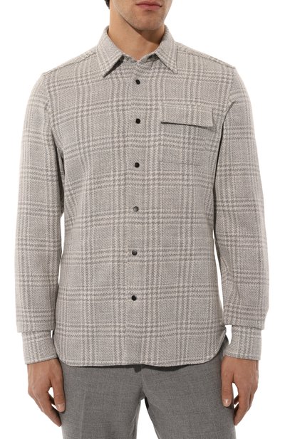 Рубашка из шерсти и шелка KITON серого цвета по цене 109500 руб., арт. UMCBUBAK0169E14, фото 3 Рубашка из шерсти и шелка KITON, арт. UMCBUBAK0169E14, фото 3