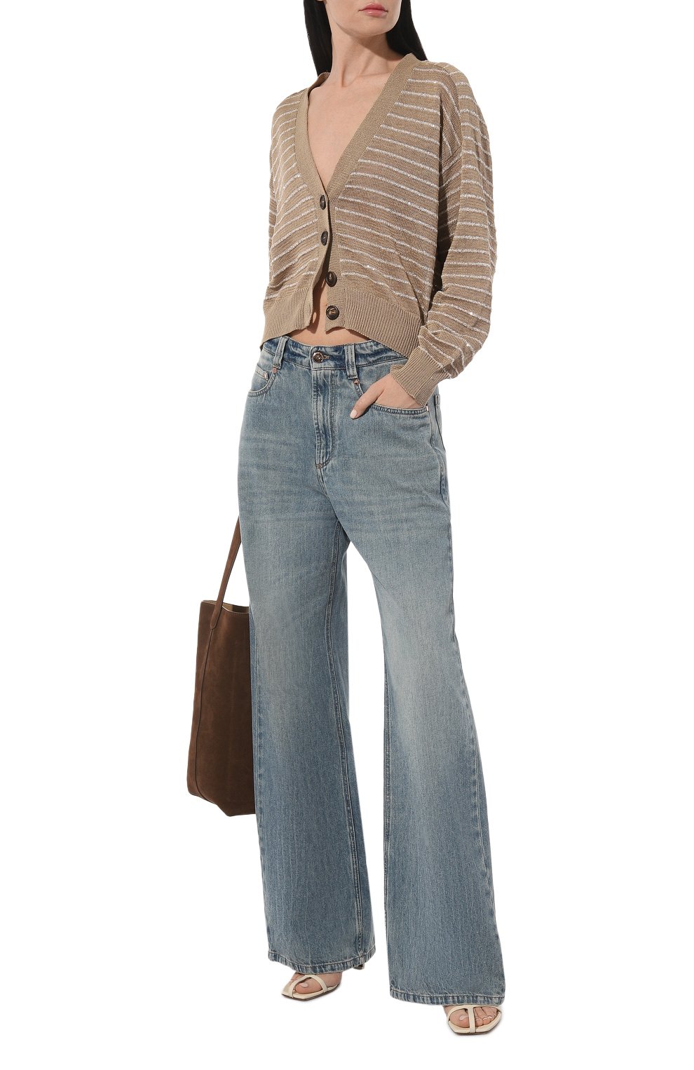 Хлопковый кардиган BRUNELLO CUCINELLI бежевого цвета по цене 154000 руб., арт. M7876B1330, фото 2 Хлопковый кардиган BRUNELLO CUCINELLI, арт. M7876B1330, фото 2