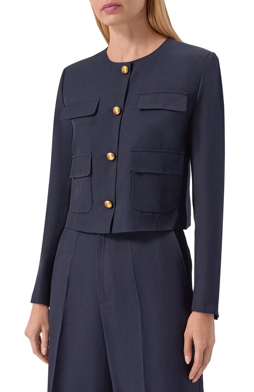 Жакет из вискозы и льна P.A.R.O.S.H. D420433G/RAISA26 Синий  D420433G/RAISA26 Фото 3