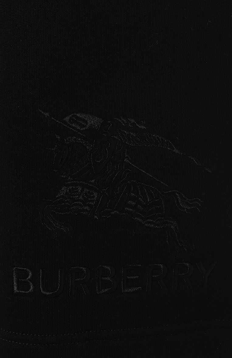 Мужские хлопковые шорты BURBERRY черного цвета, арт. 8072748 | Фото 5 (Длина Шорты М: Ниже колена; Материал внешний: Хлопок; Принт: Без принта; Случай: Повседневный; Стили: Спорт-шик)