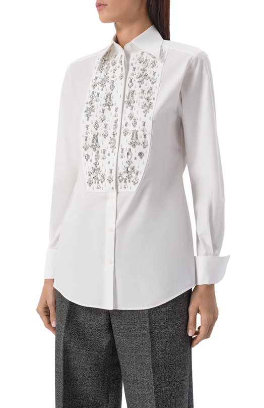 Хлопковая рубашка Dolce & Gabbana F5T16Z/FU5T9 Белый  F5T16Z/FU5T9 Фото 3