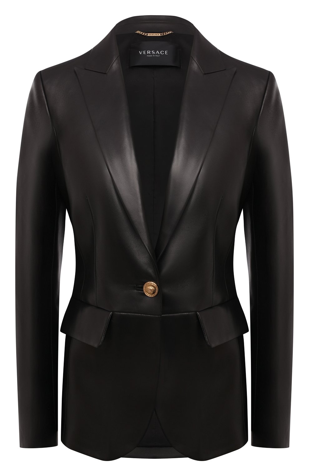 Кожаный жакет VERSACE черного цвета по цене 423500 руб., арт. 1001337/1A01007, фото 1 Кожаный жакет VERSACE, арт. 1001337/1A01007, фото 1