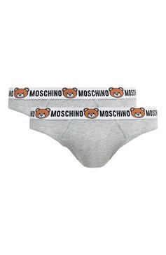 Мужские комплект из двух брифов MOSCHINO серого цвета, арт. 232V6/A1384/4402 | Фото 1 (Кросс-КТ: бельё; Материал сплава: Проставлено; Нос: Не проставлено; Материал внешний: Хлопок; Мужское Кросс-КТ: Трусы)