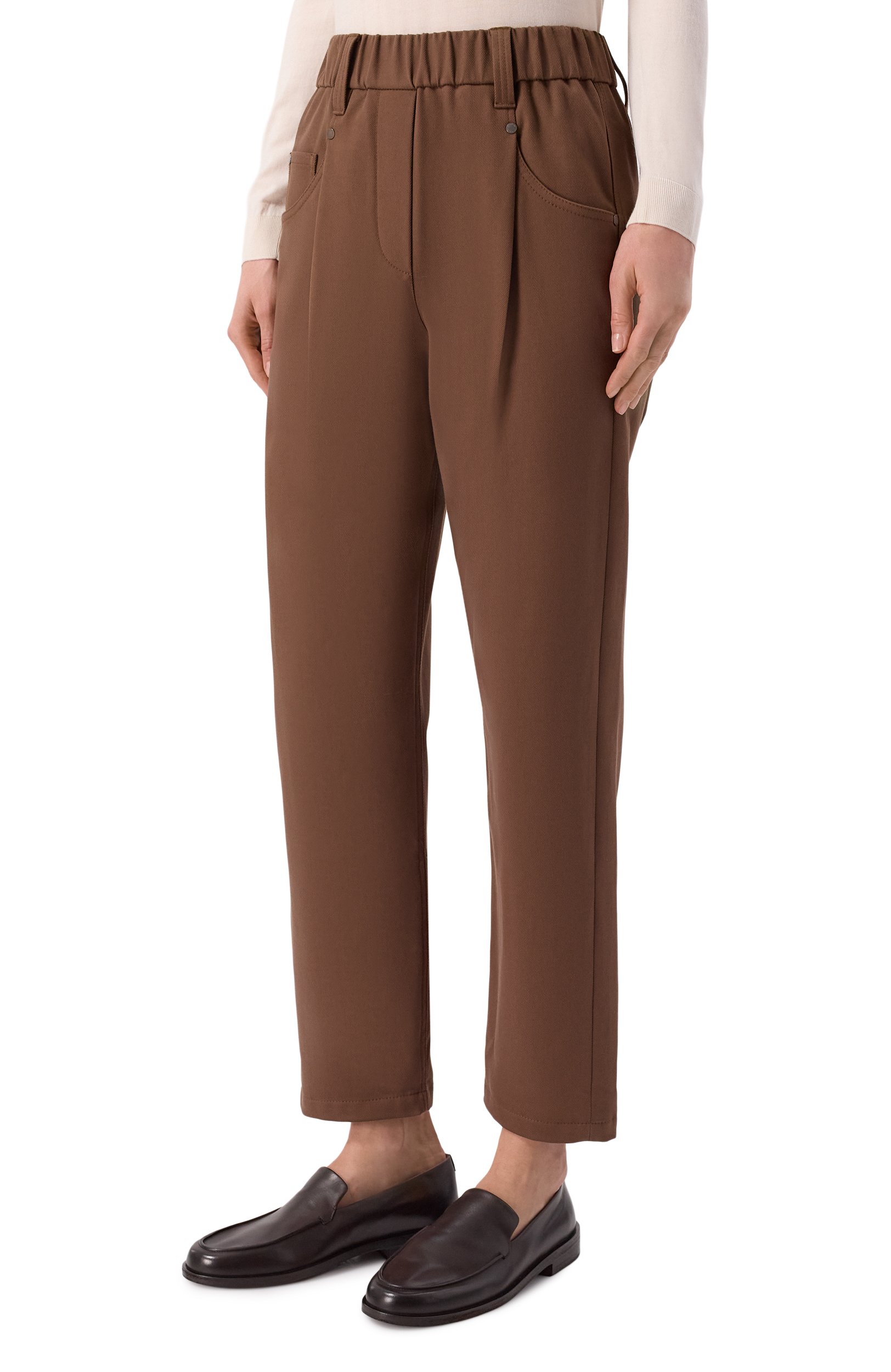 Хлопковые брюки BRUNELLO CUCINELLI коричневого цвета по цене 125500 руб., арт. MA126P8417, фото 3 Хлопковые брюки BRUNELLO CUCINELLI, арт. MA126P8417, фото 3