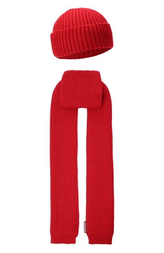 Шерстяной комплект из шапки и шарфа Dsquared2 GBM0003/01W00001 Красный GBM0003/01W00001