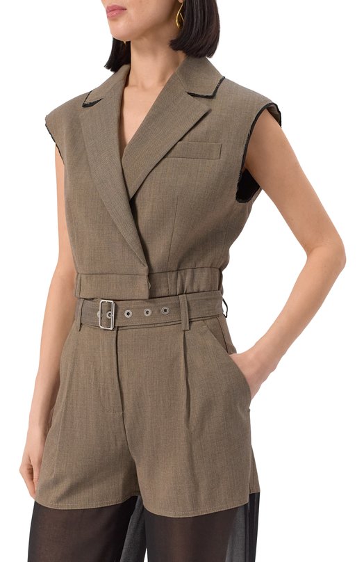 Жилет из шерсти и хлопка Pinko 104755/A2BQ Коричневый  104755/A2BQ Фото 3