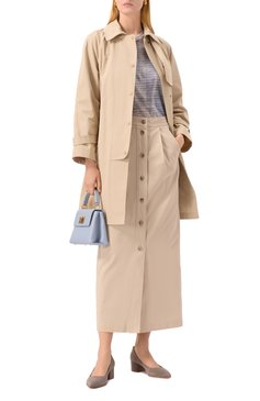Женская хлопковая юбка EMPORIO ARMANI бежевого цвета, арт. EW000764/AF12440 | Фото 2 (Материал сплава: Проставлено; Драгоценные камни: Проставлено; Стили: Кэжуэл; Женское Кросс-КТ: Юбка-карандаш; Длина Ж (юбки, платья, шорты): Макси; Материал внешний: Хлопок)