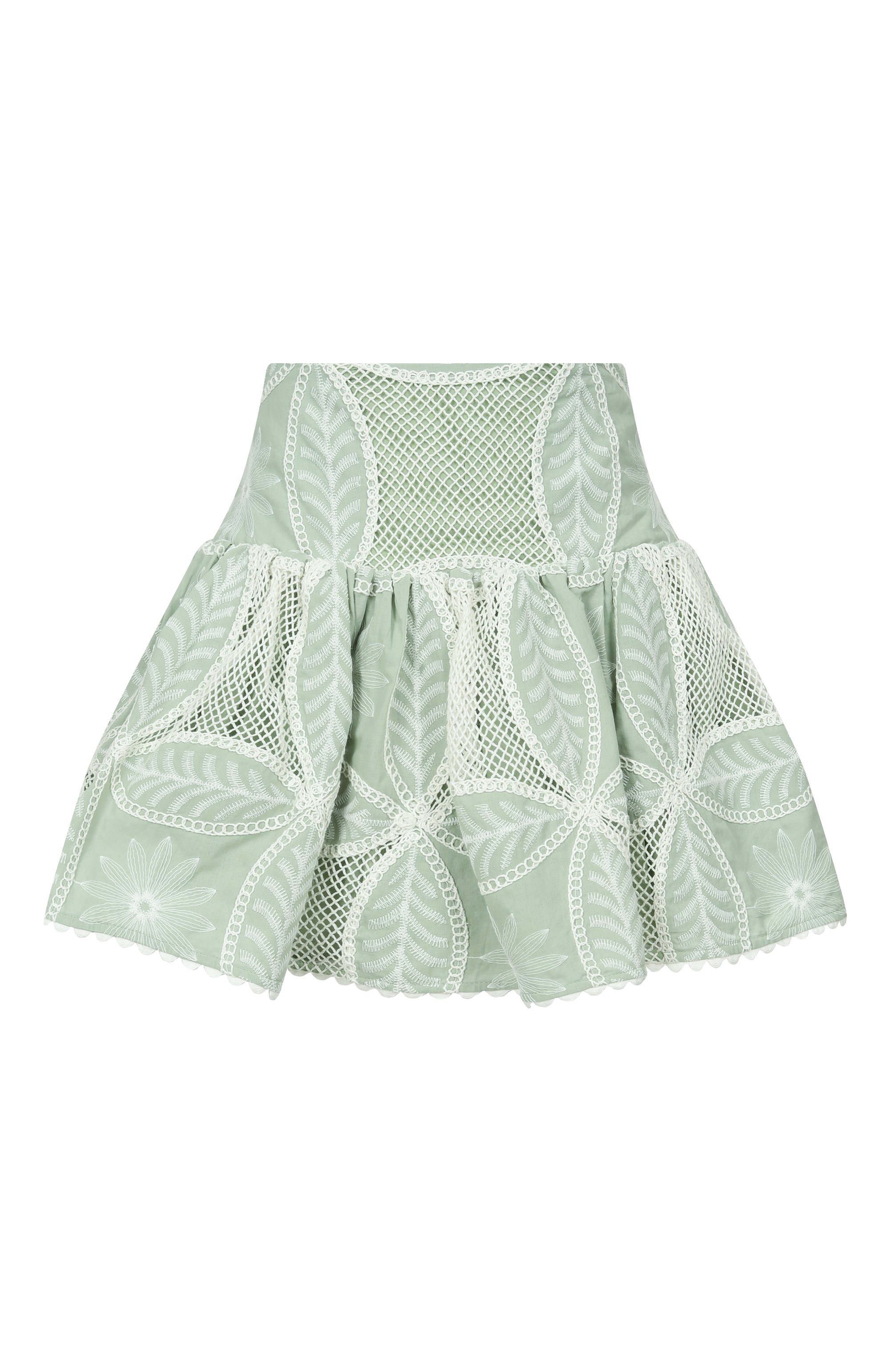 Хлопковая юбка POUPETTE ST BARTH светло-зеленого цвета по цене 34200 руб., арт. WE9S26UCBSG6, фото 1 Хлопковая юбка POUPETTE ST BARTH, арт. WE9S26UCBSG6, фото 1