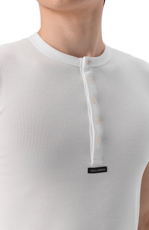 Хлопковая майка-хенли Dolce & Gabbana G8T09T/FU7AV Белый  G8T09T/FU7AV Фото 5