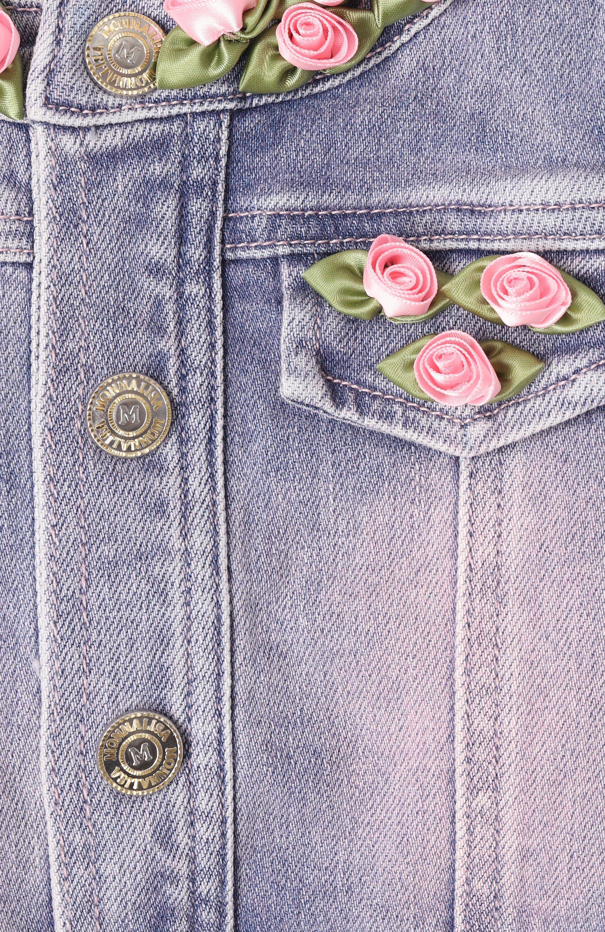 Джинсовая куртка MONNALISA синего цвета по цене 22100 руб., арт. 39E100, фото 3 Джинсовая куртка MONNALISA, арт. 39E100, фото 3