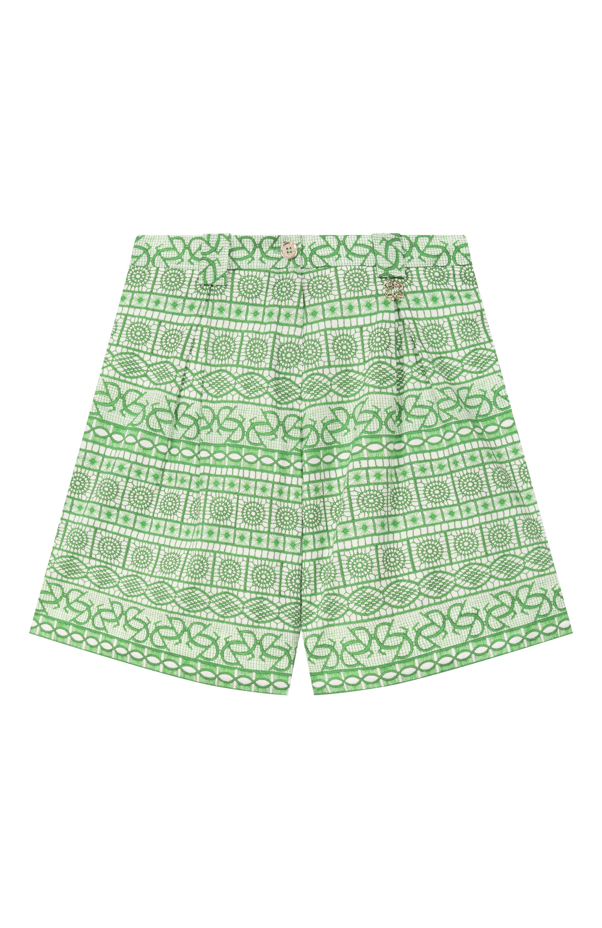 Хлопковые шорты ELIE SAAB JUNIOR зеленого цвета по цене 37750 руб., арт. EFPA021/TS1103_001, фото 1 Хлопковые шорты ELIE SAAB JUNIOR, арт. EFPA021/TS1103_001, фото 1