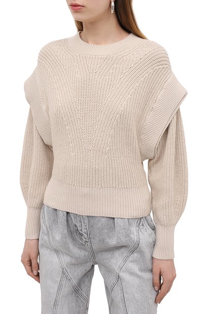 Хлопковый пуловер IRO бежевого цвета по цене 43400 руб., арт. WP12KHARLA, фото 3 Хлопковый пуловер IRO, арт. WP12KHARLA, фото 3