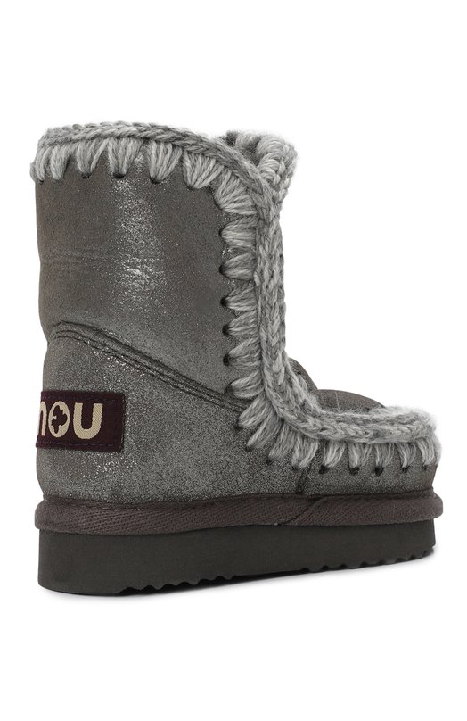 Кожаные сапоги Mou Серебряный, фото 3