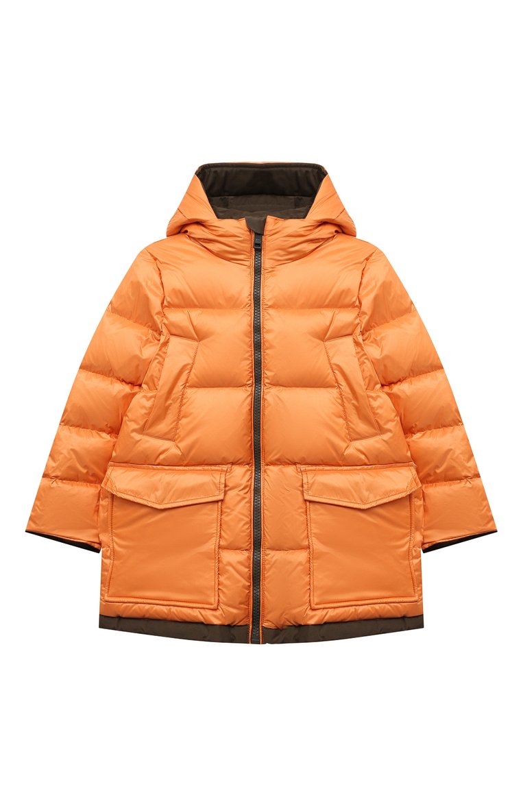 Детского пуховая куртка WOOLRICH хаки цвета, арт. CFWK0U0189MR/UT0641 | Фото 4 (Рукава: Длинные; Региональные ограничения белый список (Axapta Mercury): Не проставлено; Материал внешний: Синтетический материал, Хлопок; Материал сплава: Проставлено; Материал подклада: Синтетический материал; Драгоценные камни: Проставлено; Материал утеп�лителя: Пух и перо)