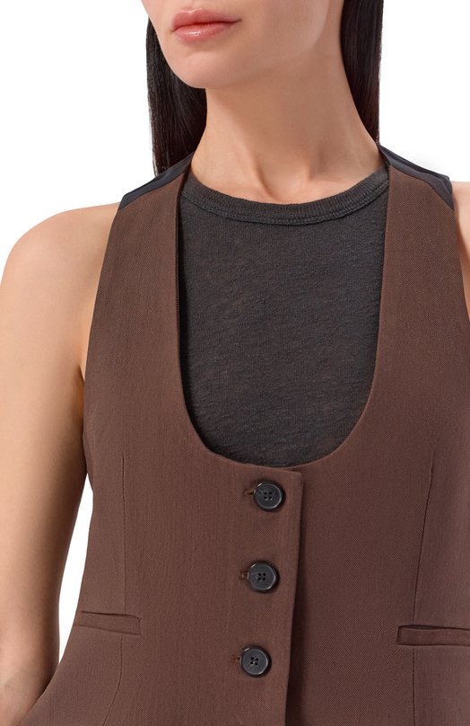 Жилет из вискозы и лиоцелла Iro WP16CALA Коричневый  WP16CALA Фото 5