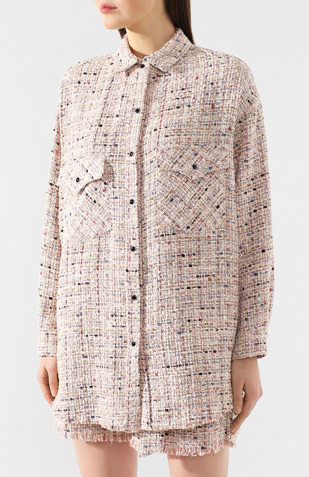 Твидовая рубашка IRO светло-розового цвета по цене 59950 руб., арт. WP100ARTYN, фото 3 Твидовая рубашка IRO, арт. WP100ARTYN, фото 3