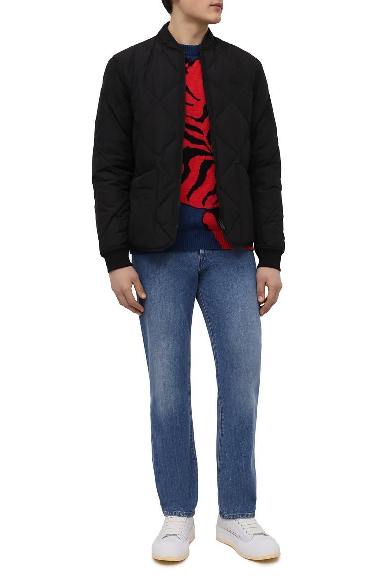 Мужской хлопковый свитер chinese new year KENZO синего цвета, арт. FC55PU695CCA | Фото 2 (Длина (для топов): Стандартные; Материал внешний: �Хлопок; Рукава: Длинные; Мужское Кросс-КТ: Свитер-одежда; Принт: С принтом; Стили: Кэжуэл)