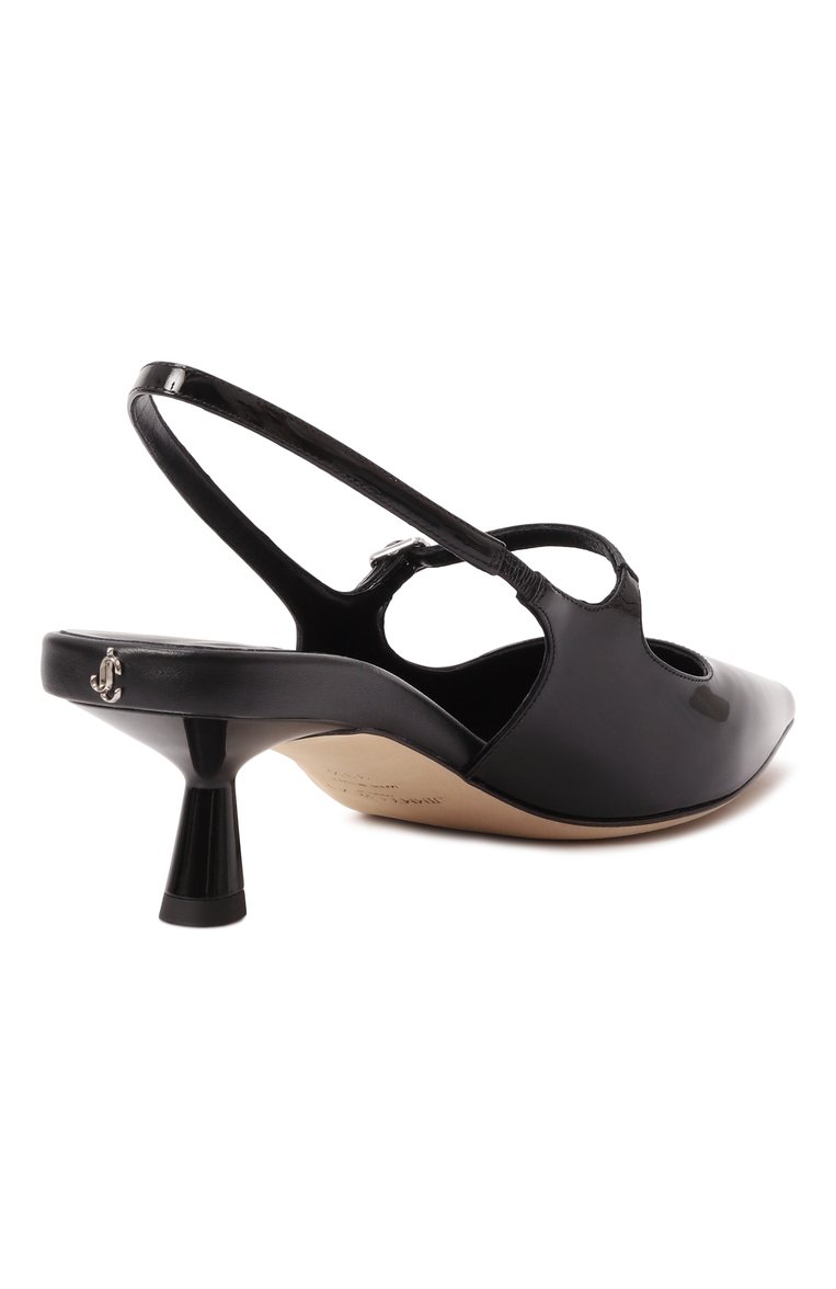 Женские кожаные туфли didi 45 JIMMY CHOO черного цвета, арт. DIDI 45/PAT | Фото 5 (Драгоценные камни: Проставлено; Материал внутренний: Натуральная кожа; Материал сплава: Проставлено; Материал внешний: Натуральная кожа; Каблук высота: Средний; Подошва: Плоская; Каблук тип: Kitten heel; Женское Кросс-КТ: Слингбэки)