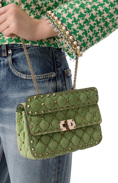 Сумка rockstud spike small VALENTINO зеленого цвета по цене 255000 руб., арт. 9W2B0123/KQQ, фото 2 Сумка rockstud spike small VALENTINO, арт. 9W2B0123/KQQ, фото 2
