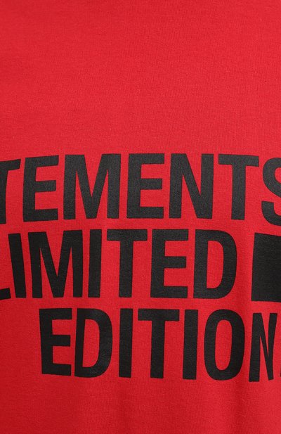 Хлопковая футболка VETEMENTS кораллового цвета по цене 47450 руб., арт. UE51TR810R 1611/W, фото 5 Хлопковая футболка VETEMENTS, арт. UE51TR810R 1611/W, фото 5