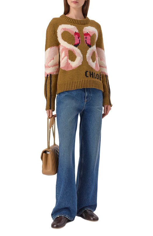 Шерстяной свитер Chloé CH26SMP32615 Коричневый  CH26SMP32615 Фото 2