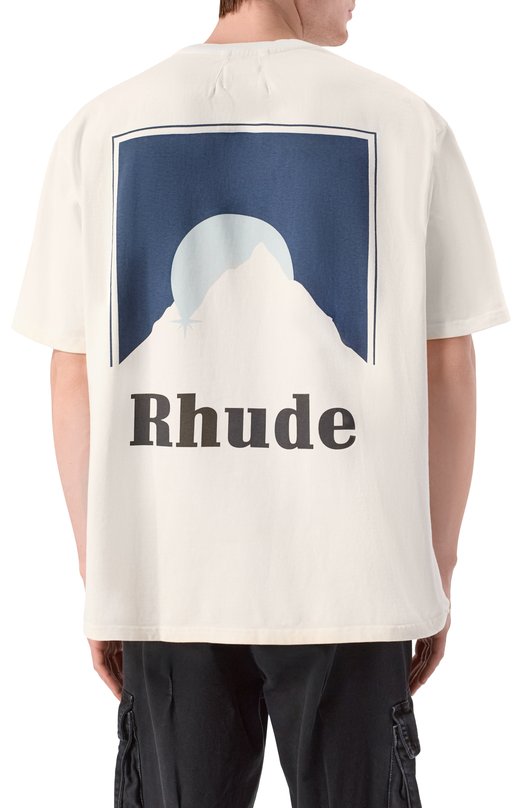 Хлопковая футболка Rhude RHPF25TT02012 Кремовый  RHPF25TT02012 Фото 4