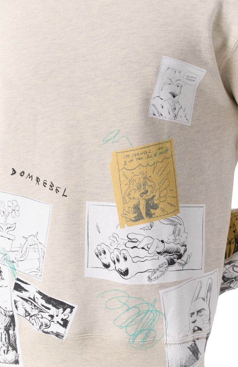 Мужской хлопковый свитшот DOMREBEL светло-серого цвета, арт. FUNNIES/SWEATHIRT | Фото 5 (Рукава: Длинные; Материал внешний: Хлопок; Длина (для топов): Стандартные; Мужское Кросс-КТ: свитшот-одежда; Принт: С принтом; Стили: Гранж)