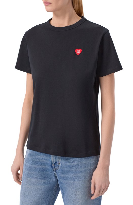 Хлопковая футболка HUGO 50562145 Чёрный  50562145 Фото 3