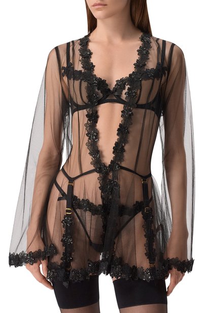 Халат floss AGENT PROVOCATEUR черного цвета по цене 92500 руб., арт. AP12799001001, фото 2 Халат floss AGENT PROVOCATEUR, арт. AP12799001001, фото 2
