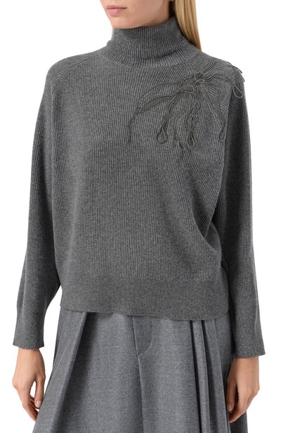 Кашемировый свитер BRUNELLO CUCINELLI серого цвета по цене 422000 руб., арт. M12218903, фото 3 Кашемировый свитер BRUNELLO CUCINELLI, арт. M12218903, фото 3